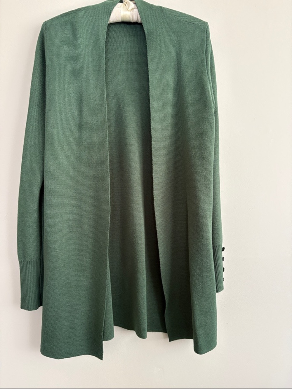 Cyrus Open-Front Forest Green Knit Cardigan